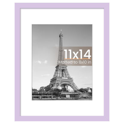 Picture of upsimples 11x14 Picture Frame, Display Pictures 8x10 with Mat or 11 x 14 Without, Wall Hanging Photo Frames, Purple, 1 Pack