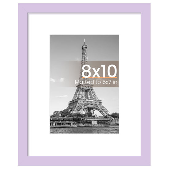 Picture of upsimples 8x10 Picture Frame, Display Pictures 5x7 with Mat or 8 x 10 Without, Wall Hanging Photo Frames, Purple, 1 Pack