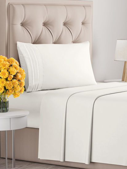 Picture of Twin XL Size 3 Piece Sheet Set - Extra Soft, Breathable & Cooling Sheets - Hotel Luxury Bed Sheets for Women & Men - Deep Pockets, Easy-Fit & Wrinkle-Free Sheets - Antique White Oeko-Tex Bed Sheets