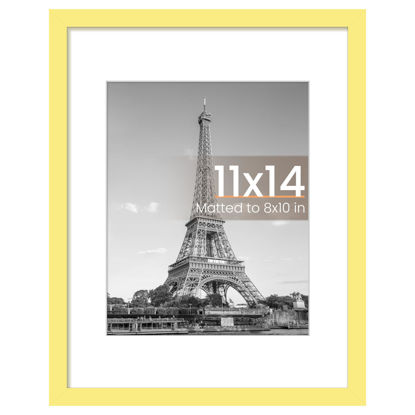 Picture of upsimples 11x14 Picture Frame, Display Pictures 8x10 with Mat or 11 x 14 Without, Wall Hanging Photo Frames, Yellow, 1 Pack