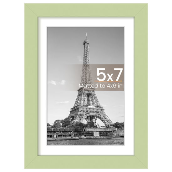 Picture of upsimples 5x7 Picture Frame, Display Pictures 4x6 with Mat or 5 x 7 Without, Wall Hanging Photo Frames, Green, 1 Pack