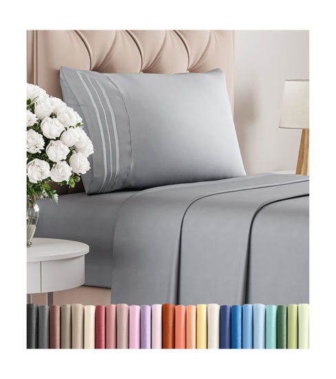 Picture of Twin XL Size 3 Piece Sheet Set - Breathable & Cooling Sheets - Hotel Luxury Bed Sheets for Women, Men, Kids & Teens - Deep Pockets, Easy-Fit, Wrinkle Free Sheets - Steel Blue Oeko-Tex Bed Sheet Set