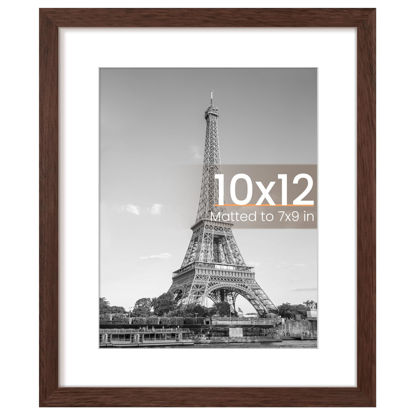 Picture of upsimples 10x12 Picture Frame, Display Pictures 7x9 with Mat or 10 x 12 Without, Wall Hanging Photo Frames, Brown, 1 Pack