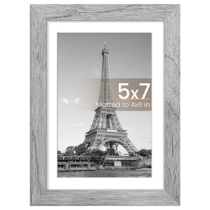 Picture of upsimples 5x7 Picture Frame, Display Pictures 4x6 with Mat or 5 x 7 Without, Wall Hanging Photo Frames, Gray, 1 Pack