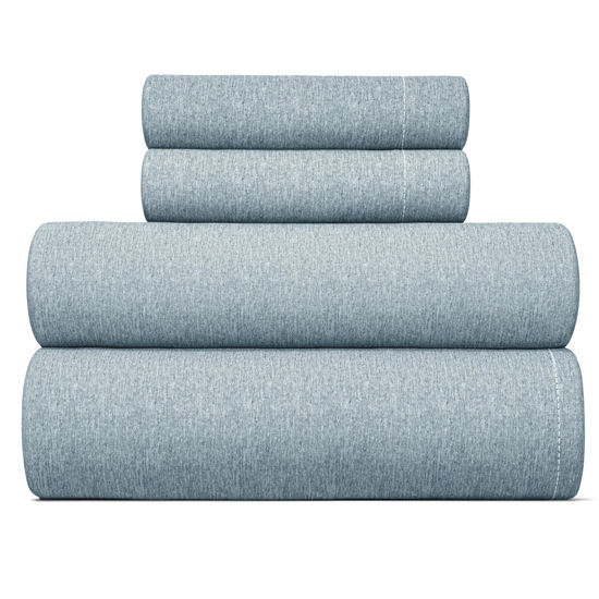 Picture of King Size 4 Piece Sheet Set - Breathable & Cooling Bed Sheets Set - Hotel Luxury Bedding for Women, Men, Kids & Teens - Deep Pockets, Easy-Fit Soft & Wrinkle Free - Oeko-Tex - Blue Heathered Sheets