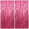 Picture of 2 Pack Foil Curtain Backdrop Pink Metallic Tinsel Foil Fringe Curtains Photo Booth Props for Birthday Wedding Engagement Baby Shower Bachelorette Christmas Holiday Celebration Party Decorations