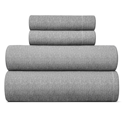 Picture of Full Size 4 Piece Sheet Set - Breathable & Cooling Bed Sheets Set - Hotel Luxury Bedding for Women, Men, Kids & Teens - Deep Pockets, Easy-Fit, Soft, Wrinkle Free - Oeko-Tex - Grey Heathered Sheets
