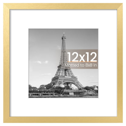 Picture of upsimples 12x12 Picture Frame, Display Pictures 8x8 with Mat or 12 x 12 Without, Wall Hanging Square Frames, Gold, 1 Pack