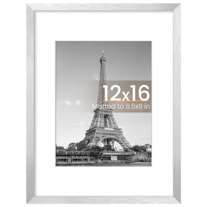 Picture of upsimples 12x16 Picture Frame, Display Pictures 8.5x11 with Mat or 12 x 16 Without, Wall Hanging Poster Frames, Silver, 1 Pack