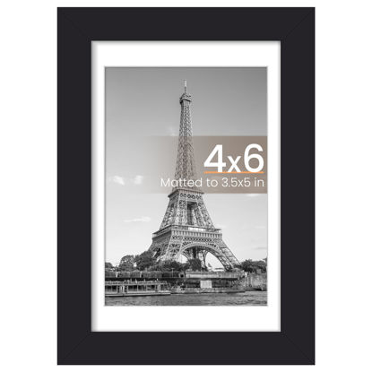 Picture of upsimples 4x6 Picture Frame, Display Pictures 3.5x5 with Mat or 4 x 6 Without, Wall Hanging Photo Frames, Black, 1 Pack
