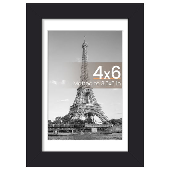 Picture of upsimples 4x6 Picture Frame, Display Pictures 3.5x5 with Mat or 4 x 6 Without, Wall Hanging Photo Frames, Black, 1 Pack