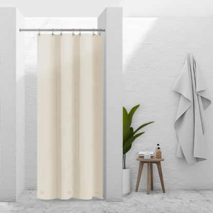 Picture of Barossa Design Beige Stall Shower Curtain Liner 36" W x 72" H - Waterproof PEVA Plastic Shower Liner for Small Bathroom Stall, Lightweight Shower Curtain with 3 Magnets & Metal Grommets - Beige
