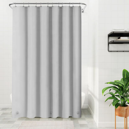 Picture of Barossa Design Extra Long Shower Curtain Liner with 3 Magnets - 72" x 84" XL, Waterproof PEVA Lightweight Shower Liner for Bathroom, PVC Free, Metal Grommets - Silver Gray, 72x84