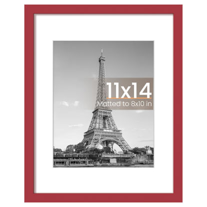 Picture of upsimples 11x14 Picture Frame, Display Pictures 8x10 with Mat or 11 x 14 Without, Wall Hanging Photo Frames, Red, 1 Pack
