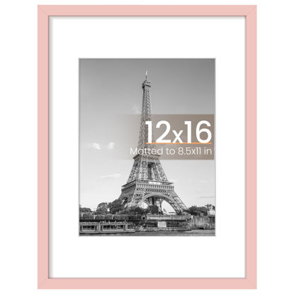 Picture of upsimples 12x16 Picture Frame, Display Pictures 8.5x11 with Mat or 12 x 16 Without, Wall Hanging Poster Frames, Pink, 1 Pack