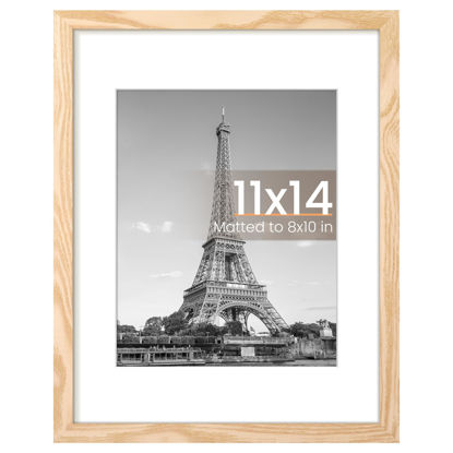 Picture of upsimples 11x14 Picture Frame, Display Pictures 8x10 with Mat or 11x14 Without Mat, Wall Hanging Photo Frame, Natural, 1 Pack
