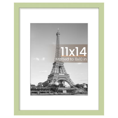 Picture of upsimples 11x14 Picture Frame, Display Pictures 8x10 with Mat or 11 x 14 Without, Wall Hanging Photo Frames, Green, 1 Pack