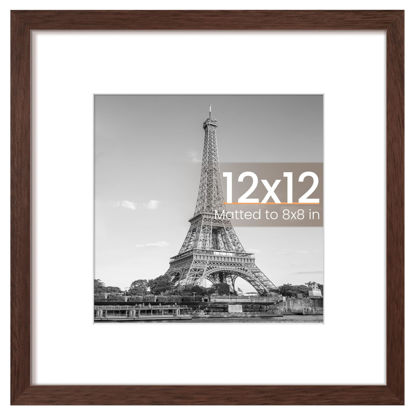 Picture of upsimples 12x12 Picture Frame, Display Pictures 8x8 with Mat or 12 x 12 Without, Wall Hanging Square Frames, Brown, 1 Pack