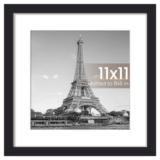 Picture of upsimples 11x11 Picture Frame, Display Pictures 8x8 with Mat or 11 x 11 Without, Wall Hanging Square Frames, Black, 1 Pack