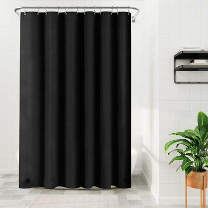 Picture of Barossa Design Black Long Shower Curtain Liner 78" Height - 3 Magnets & Waterproof Lightweight PEVA Shower Liner for Bath Tub, PVC Free, Metal Grommets, Black, 72x78