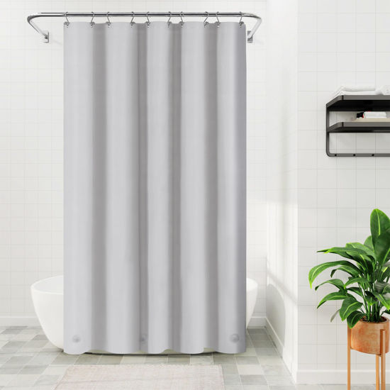 Picture of Barossa Design 54W x 78H Stall Shower Curtain Liner Silver Gray - Waterproof Lightweight PEVA Plastic Shower Liner with 3 Magnets & Metal Grommets - Gray Silver
