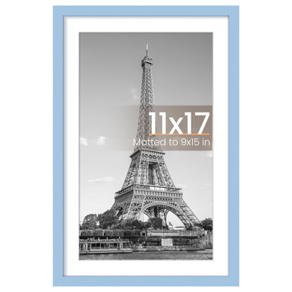 Picture of upsimples 11x17 Picture Frame, Display Pictures 9x15 with Mat or 11 x 17 Without, Wall Hanging Poster Frames, Blue, 1 Pack