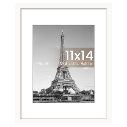 Picture of upsimples 11x14 Picture Frame, Display Pictures 8x10 with Mat or 11x14 Without Mat, Wall Hanging Photo Frame, White, 1 Pack