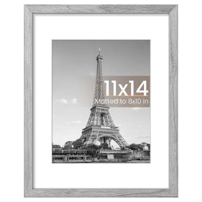 Picture of upsimples 11x14 Picture Frame, Display Pictures 8x10 with Mat or 11 x 14 Without, Wall Hanging Photo Frames, Gray, 1 Pack