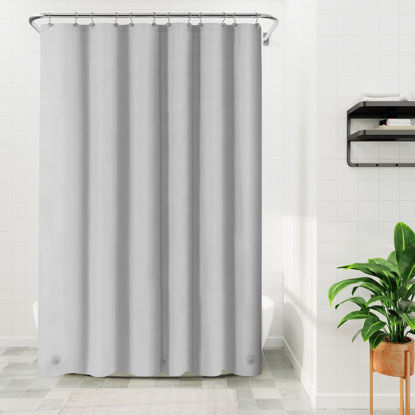 Picture of Barossa Design Gray Silver Long Shower Curtain Liner 78" Height - 3 Magnets & Waterproof Lightweight PEVA Shower Liner for Bath Tub, PVC Free, Metal Grommets, Silver Gray, 72x78