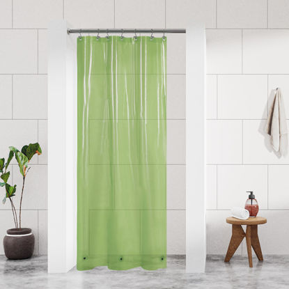 Picture of Barossa Design Clear Green Stall Shower Curtain Liner 36" W x 72" H - Waterproof PEVA Plastic Lightweight Shower Liner for Small Bathroom, 3 Magnets & Metal Grommets - Clear Green