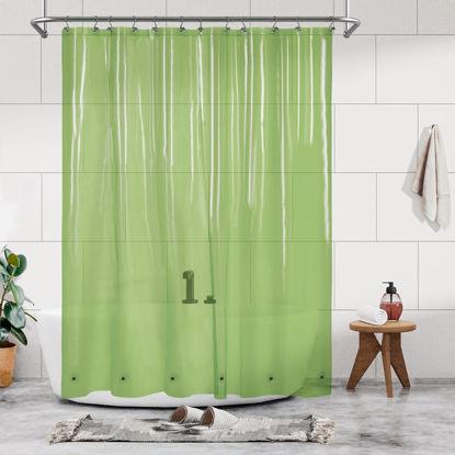 Picture of Barossa Design Clear Green Shower Curtain Liner - PEVA Heavy Duty Shower Liner with 6 Magnets and Metal Grommets, 72" x 72" Waterproof Shower Curtains for Bathroom - Clear Green
