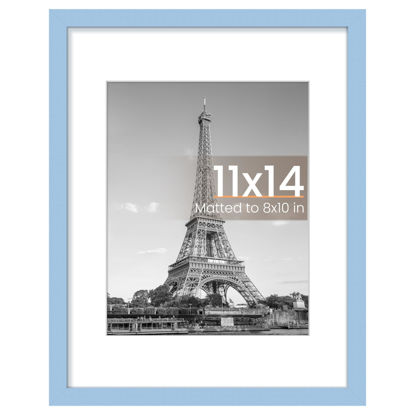 Picture of upsimples 11x14 Picture Frame, Display Pictures 8x10 with Mat or 11 x 14 Without, Wall Hanging Photo Frames, Blue, 1 Pack