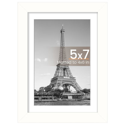 Picture of upsimples 5x7 Picture Frame, Display Pictures 4x6 with Mat or 5 x 7 Without, Wall Hanging Photo Frames, White, 1 Pack