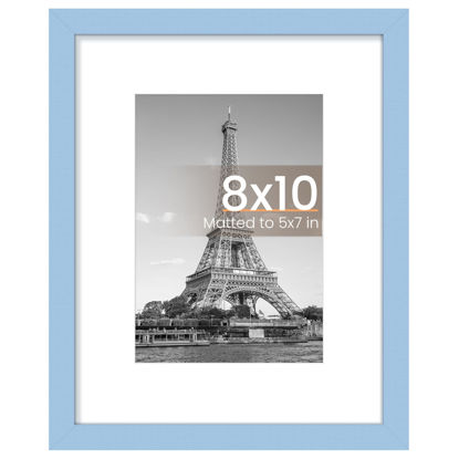 Picture of upsimples 8x10 Picture Frame, Display Pictures 5x7 with Mat or 8 x 10 Without, Wall Hanging Photo Frames, Blue, 1 Pack