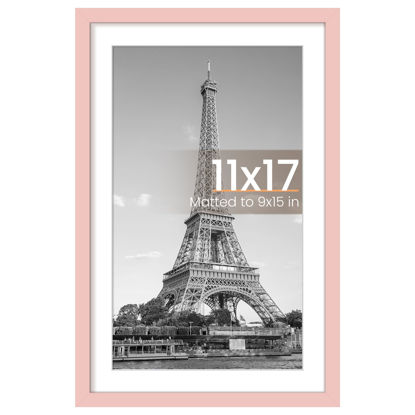Picture of upsimples 11x17 Picture Frame, Display Pictures 9x15 with Mat or 11 x 17 Without, Wall Hanging Poster Frames, Pink, 1 Pack
