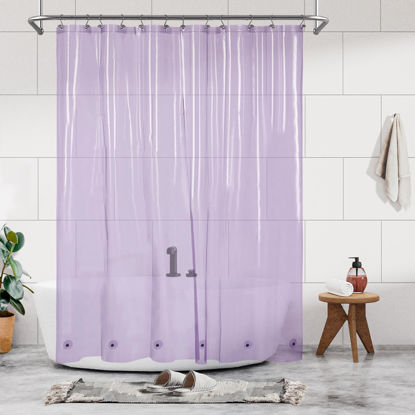 Picture of Barossa Design Clear Lavender Shower Curtain Liner - PEVA Heavy Duty Shower Liner with 6 Magnets and Metal Grommets, 72" x 72" Waterproof Shower Curtains for Bathroom - Clear Lavender