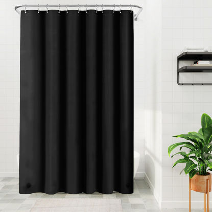 Picture of Barossa Design Extra Long Black Shower Curtain Liner with 3 Magnets - 72" x 84" XL, Waterproof PEVA Lightweight Shower Liner for Bathroom, PVC Free, Metal Grommets - Black, 72x84