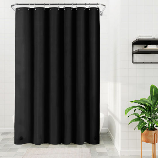 Picture of Barossa Design Extra Long Black Shower Curtain Liner with 3 Magnets - 72" x 84" XL, Waterproof PEVA Lightweight Shower Liner for Bathroom, PVC Free, Metal Grommets - Black, 72x84