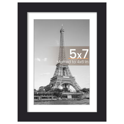 Picture of upsimples 5x7 Picture Frame, Display Pictures 4x6 with Mat or 5 x 7 Without, Wall Hanging Photo Frames, Black, 1 Pack
