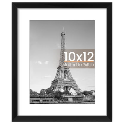 Picture of upsimples 10x12 Picture Frame, Display Pictures 7x9 with Mat or 10 x 12 Without, Wall Hanging Photo Frames, Black, 1 Pack