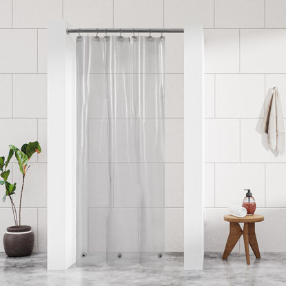 Picture of Barossa Design Clear Black Stall Shower Curtain Liner with 3 Magnets - 36" x 72" Waterproof PEVA Plastic Shower Liner for Small Bathroom, Lightweight Shower Curtain, Metal Grommets - Clear Black