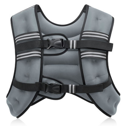 Picture of ZELUS Weighted Vest, 6lb/8lb/12lb/16lb/20lb/25lb/30lb Weight Vest with Reflective Stripe for Workout, Strength Training, Running, Fitness, Muscle Building, Weight Loss, Weightlifting, Grey(16 lb)