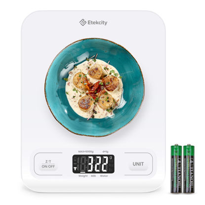 Picture of Etekcity Food Kitchen Scale, Digital Grams and Ounces for Weight Loss, Baking, Cooking, Keto and Meal Prep, LCD Display, Medium, White