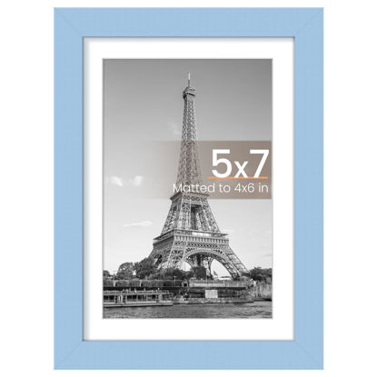 Picture of upsimples 5x7 Picture Frame, Display Pictures 4x6 with Mat or 5 x 7 Without, Wall Hanging Photo Frames, Blue, 1 Pack