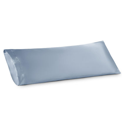 Picture of Bedsure Body Pillow Cover Stone Blue 20x54 Inches - Super Soft Silky Satin Long Pillowcase - Envelope Closure Body Pillow Pillowcase for Adults Pregnant Women
