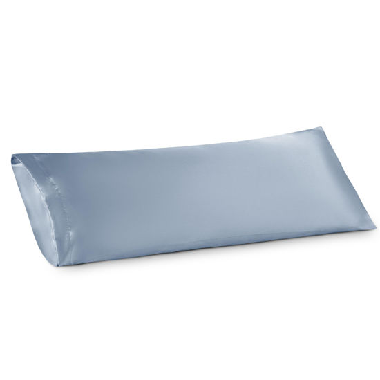 Picture of Bedsure Body Pillow Cover Stone Blue 20x54 Inches - Super Soft Silky Satin Long Pillowcase - Envelope Closure Body Pillow Pillowcase for Adults Pregnant Women