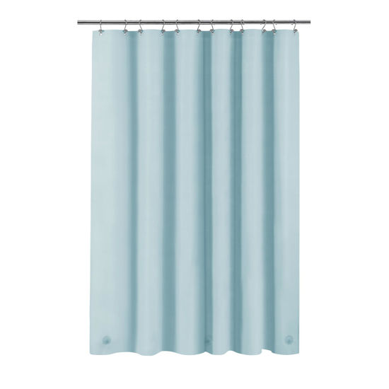 Picture of Light Blue Shower Curtain Liner - Premium PEVA Shower Liner for Bathroom, BPA & PVC Free, No Chemical Smell, Lightweight Standard Size Bath Curtain with 3 Magnets, Metal Grommets - Light Blue