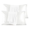 Picture of Bedsure Satin Pillowcase Standard Set of 4 - Pure White Silky, for Hair and Skin 20x26 Inches, Pillow Covers with Envelope Closure, Similar to Silk Pillow Cases, Gifts for Women Men