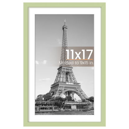 Picture of upsimples 11x17 Picture Frame, Display Pictures 9x15 with Mat or 11x17 Without Mat, Wall Hanging Photo Frame, Green, 1 Pack