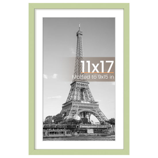Picture of upsimples 11x17 Picture Frame, Display Pictures 9x15 with Mat or 11x17 Without Mat, Wall Hanging Photo Frame, Green, 1 Pack